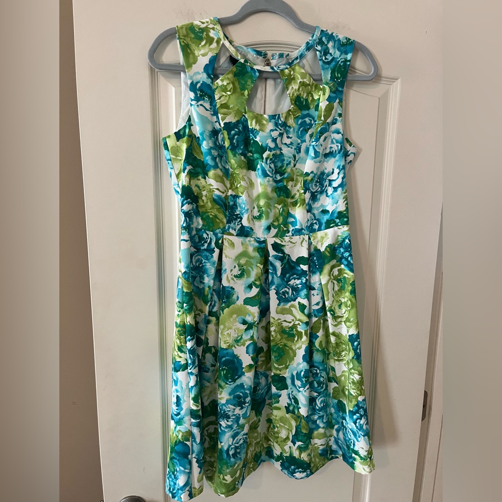 Agb Floral Midi Dress Blue & Green Women’s Size 4